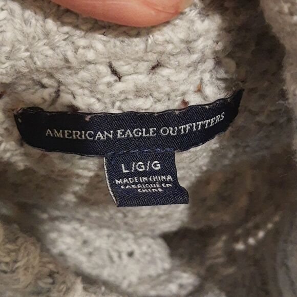 AEO American Eagle Sweater Light Gray Size Large Mock Collar - Picture 7 of 7